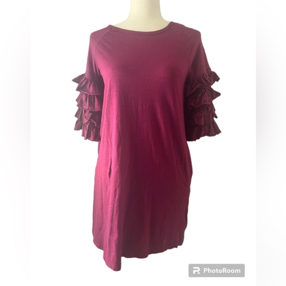 Umgee Maroon‎ ruffle sleeve mini dress with pockets size small